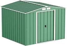 Duramax ECO 8 x 8 (6.35 m2) Metal Garden Storage Shed, Hot-Dipped Galvanized Metal Garden Shed, Tool Storage Shed, Strong Reinforced Roof Structure, Maintenance-Free Metal Shed, Green