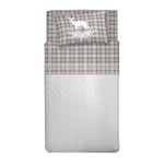 PENSIERI DELICATI Parure de lit 1 Place et demie, Flanelle 100% Coton Chaud et Doux, Parure de lit 120 x 200 cm, avec Drap Plat, Dessus et 1 taie d'oreiller, fabriquée en Italie, Tartan Cerf Beige