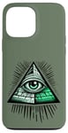 Coque pour iPhone 13 Pro Max argent tous les yeux voyants ironie illuminati foi