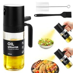 SUWMUWFU Spray Huile Cuisine Air Fryer 250ml, Vaporisateur Huile Cuisine avec Pinceau Cuisine et Brosse à Bouteille, Pulverisateur Huile Cuisine Verre, Spray Huile d'Olive, Huile Spray Cuisine (Noir)