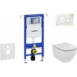 Geberit Duofix - Set de bâti-support, WC suspendu Rimless+ abattant SoftClose Ideal Standard Tesi, plaque de déclenchement Sigma01 blanc alpin