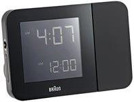 Braun Digital Multi-Region Radio Controlled Projection Alarm Clock with Backlight, Negative LCD Display, Quick Set, Beep Alarm in Black, model BNC015BKUK-RC.