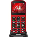 Telefunken Téléphone Portable Senior - Portable Débloqué avec Grandes Touches - Téléphone Portable avec Bouton SOS/Mains Libres/Réseau 2G - Téléphone Mobile S 420 - Rouge - TF-GSM-420-CAR-RD
