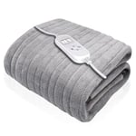 Dreamcatcher Luxurious Silver Heated Throw Electric Blanket, 160 x 120cm Heated Blanket Machine Washable Soft Fleece Electric Throw Overblanket with 12HR Timer and 9x Control Heat Settings