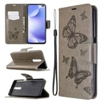 Butterfly läder Xiaomi Redmi K30 / Xiaomi Poco X2 fodral - Silver/Grå