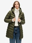 Superdry Fuji Mid Padded Coat - Green, Green, Size 14, Women