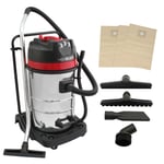 Industrial Vacuum Cleaner 80L Wet & Dry 3000W Hoover, Stainless Steel Commercial