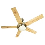 Ventilateur de plafond Fresco en nickel brossé, télécommande incluse, pâles à double face argent/pin, 112 cm