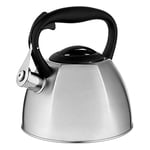 FLORINA - Bouilloire Inox (2,5 l) I Bouilloire Sifflante DAKOTA I Poignée Résistante à la Chaleur I Bouilloire non Electrique I Bouilloire Induction, Gaz I Pour Thé et Café I Couleur: Argent