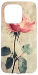 Coque pour iPhone 15 Pro Rose grunge douce subtile florale vintage