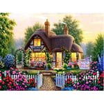 DIY 5D Diamond Painting Kits for Adults and Kids Garden Cottage Pictures Diamond Art Crystal Rhinestone Diamond Embroidery Cross Stitch for Living Room Corridor Wall Decor Gift Round Drill 50x70cm