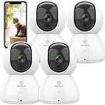 Camera Surveillance Wifi Interieur 1080P,2,4Ghz/5Ghz Wifi,355°/90°,2 Voies Audio Vision Nocturne Ir Detection De Mouvement Compatible Avec Alexa/Google Home(4Pcs)