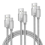 Câble Chargeur Usb Type C 0.5m/1m/2m 3-Pack,Cordon Charge Nylon Pour Ipad 10 Pro 11 12.9 Air 4 5 2020 Mini 6 2022,Iphone 16 15,Samsung Galaxy S24 S23 S22,A54 A53 A52,A32 A42,Tab S8 S9 Ultra