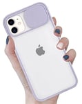 Yooface For iPhone 12 Case Sliding Camera Lens Protection, iPhone 12 Matt Translucent Cover Hard Back Slim Cases Shockproof Anti-Scratch Cases and Covers for iPhone 12, Purple