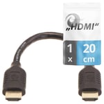 cable HDMI court, 20cm - 4k, ARC, Ultra HD, Ethernet, high Speed - noir, pour TV, Macbook, PC, PS5 0,2m