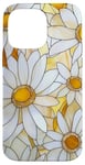 Coque pour iPhone 14 Pro Max Accessoire de téléphone style vitrail en forme de marguerites fleuries