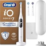 Oral-B iO7 Electric Toothbrushes For Adults, App Connected Handle, 3 Toothbrush Heads, Travel Case & Toothbrush Head Holder, 5 Modes with Teeth Whitening, White