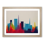 London Skyline Suprematism Abstract H1022 Framed Print for Living Room Bedroom Home Office Décor, Wall Art Picture Ready to Hang, Oak A2 Frame (64 x 46 cm)