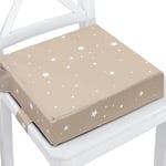 Réhausseur de chaise enfant coussin de siège rehausseur chaise enfant - 32x32x8cm - rehausseur extérieur et intérieur rehausseur boostapak pour chaise haute de voyage Beige avec étoiles blanches