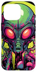 Coque pour iPhone 16 Pro Tête d'extraterrestre verte mignonne visage OVNI || Alien