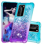 Huawei P40 Pro Case Gradient Quicksand Gradient Quicksand Soft Tpu puskurin tyynynpäällinen - sininen ja violetti