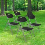 Lot 4 Chaise Pliable Noires 44x46x50 cm - 4x Chaise Pliante Noire Robuste - Lot de 4 Chaise Pliante Confortable Pratique pour Jardin, Mariage, Camping