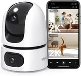 Imou Dual-Lens 2K+2K Indoor Security Camera, House Security Camera 360°Full Pet