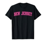 New Jersey NJ Varsity Style Garden State Grunge Pink T-Shirt