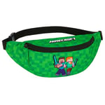 Minecraft Boys Fashion Waist Pack with Adjustable Strap, Creeper Travel Bag - Gamer Gifts (Green/Black)