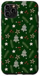 iPhone 11 Pro Max Kelly Green Christmas Tree Jolly Leaves Star Holiday Pattern Case