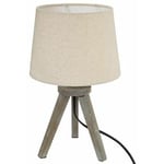 Atmosphera Créateur D'intérieur - Lampe à Poser Trépied en Bois 'Alexis' 31cm Lin