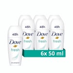 Dove Fresh Anti-Perspirant Roll On deodorant with ¼ moisturising cream for 48-hour protection and underarm care 6x 50 ml