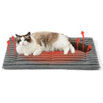 Bedsure Self-Heating Cat Bed Mat - 76 x 50 cm Washable Fleece Warm Cat Blanket with Non skid Bottom, Meduim Dog Crate Mattress for Puppy and Cat, Grey