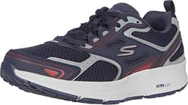 Skechers Homme Go Run Consistent Baskets, Navy Leather Synthetic Red Trim, 44 EU