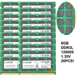 Crucial 20PCS 8GB 2Rx8 PC3L-12800S DDR3L 1600Mhz SODIMM RAM Laptop Memory Kits 8