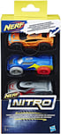 Nerf Nitro Foam Cars  Pack of 3 (Orange / Blue & Yellow / Grey Red Stripe) C0777