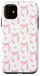 iPhone 11 Aesthetic Pink Ribbons and Bows in Watercolor Case