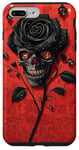 iPhone 7 Plus/8 Plus Black Rose Skull, Red Canvas Dark Themed Case