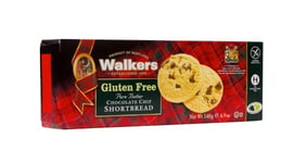 Walkers Shortbread Gluten Free Chocolate Chip Rounds, Traditional Pure Butter Scottish Recipe, 140g (Pack of 12)