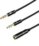 Adaptateur micro casque câble audio stéréo Jack femelle vers 2 mâles 3.5mm Splitter ordinateur/écouteur/haut parleur Phonillico®