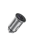 Vention Two-Port USB A+C(18/20) Car Charger Gray Mini Style Aluminium Alloy Type