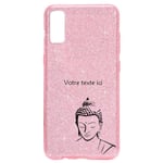 Coque Iphone XR paillettes rose bouddha noir personnalisee