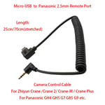 Câble de contrôle de 25cm,Micro-USB vers Panasonic 2.5mm,pour Crane 2/Crane Plus/Crane-M vers Panasonic GH4 GH5 G7 G9,etc.