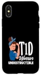 Coque pour iPhone X/XS Sensibilisation au diabète de type 1 Guerrier T1D indestructible