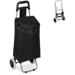 Chariot de courses, pliable, 25 l sac d'achats avec roulettes,chargeable jusqu'à 10 kg, 91 x 40 x 30 cm, noir - Relaxdays