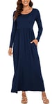 YUNDAI Womens Maxi Dress Summer Casual Long Sleeve Floral Loose Long Dresses Plus Size Ladies Dress with Pocket