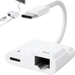 Adaptateur Ethernet Usb C, 2 En 1 Usb C Vers Réseau Rj45, Adaptateur Lan Usb-C Otg Wlan Avec Fonction De Charge Pd 60 W, Hub Usb C, Adaptateur Ethernet Pour Macbook Air/Pro, Pad Pro/Air, Surface, Xps