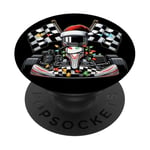 Chapeau de Noël Go Kart Racing Karting Racer PopSockets PopGrip Adhésif