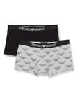 Emporio Armani Men's 2-Pack Classic Pattern Mix Trunk, Eagle Print/Black, M (Pack of 2)