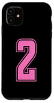 Coque pour iPhone 11 Rose Numéro 2 Équipe Junior Sports Uniforme Numéroté